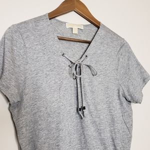 Michael Kors gray blouse short sleeve shirt Large
